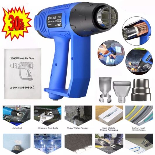 2000W Professional Electronic Hot Air Heat Gun Paint Stripper with 3 Nozzle Tool