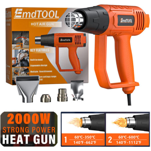 Heat Gun Professional 2000W Hot Air Gun Kit with 4 Nozzles 2 Speed Setting Guns