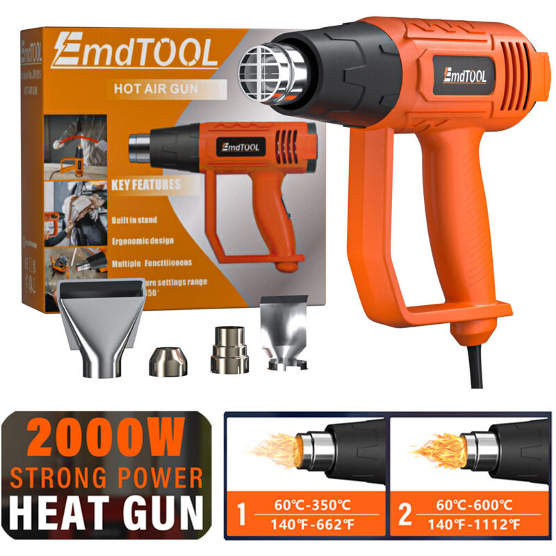 Heat Gun Professional 2000W Hot Air Gun Kit with 4 Nozzles 2 Speed Setting Guns