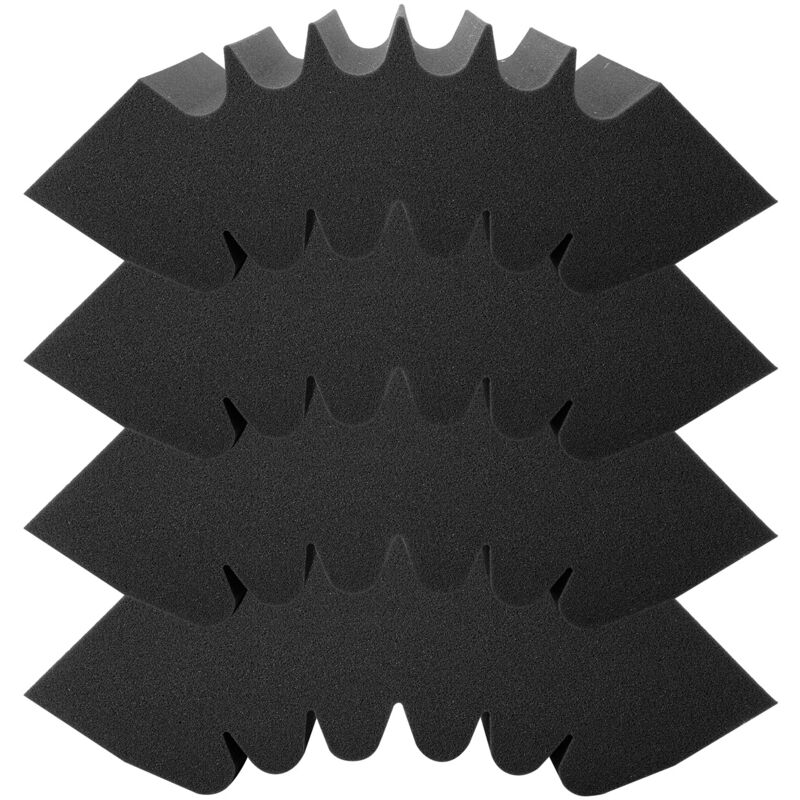 Mophorn - Acoustic Foam Panels, 4 Pack, 16.5 x 6.3 x 12 inches, Adhesive, Fire-Resistant, for Studio Wall and Ceiling, Black