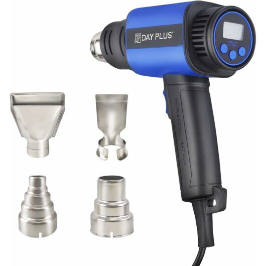 Professional Hot Air Gun with 12 Modes Adjustable Temperature 50-600 , 4 Nozzles with Scraper, Memory Function for diy, Stripping Paint, Shrinking