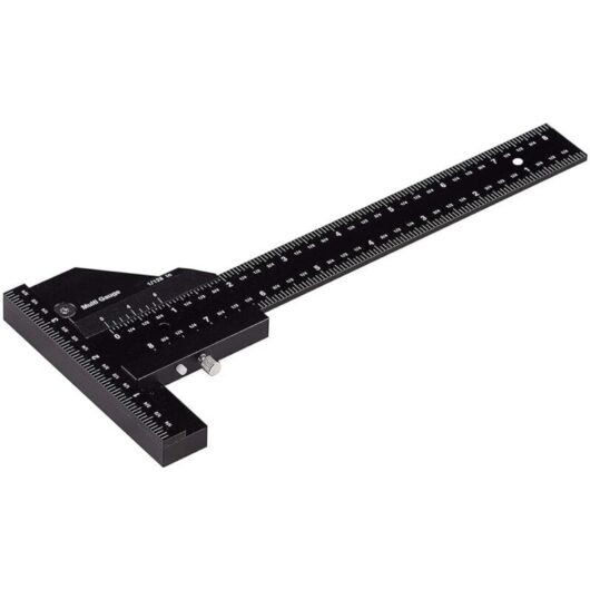 Memkey - Carpenter's Ruler, Multifunctional Woodworking Scribing Ruler, Aluminum T-Shaped Ruler, Scribing Device, 0-280mm Measuring Tool, Measuring
