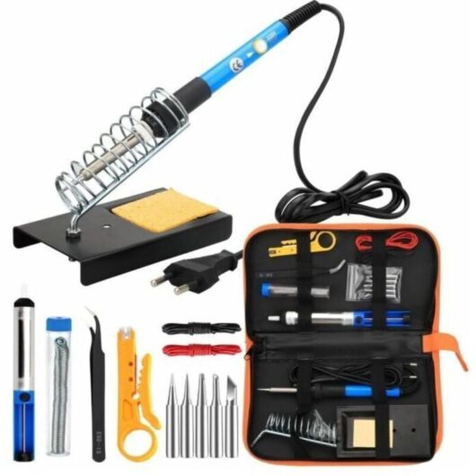 8 in 1 Soldering Iron Kit 60W Soldering Station Tin Pump Electronic Solder Adjustable Temperature Portable