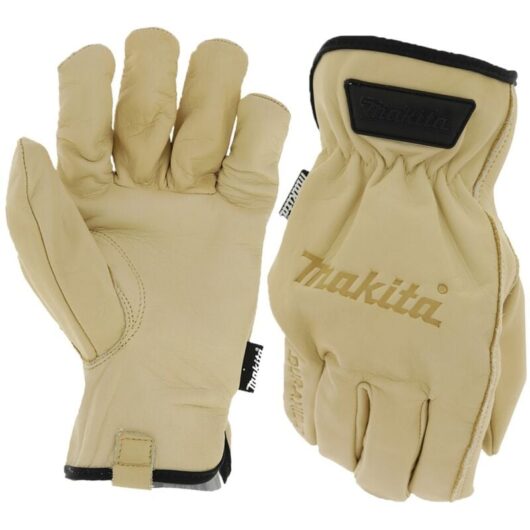 P-84626 Cow Driver Gloves - Medium Pair - Genuine Durahide Leather - Makita