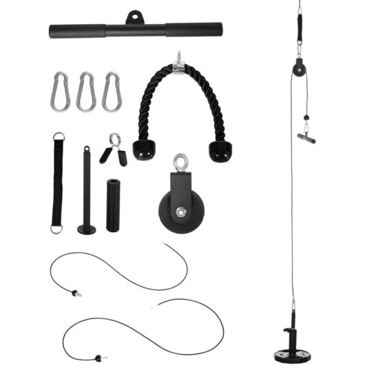 SPORTNOW Cable Pulley System, Lat Pull Down System with DIY Loading Weight Pin