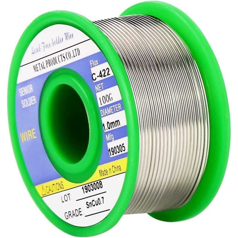 Tinor - Solder Wire,1.0mm Soldering Wire for Soldering,Sn 99.3% Cu 0.7% Lead-Free Solder Wire with Rosin Core,for Electrical Soldering(100g)