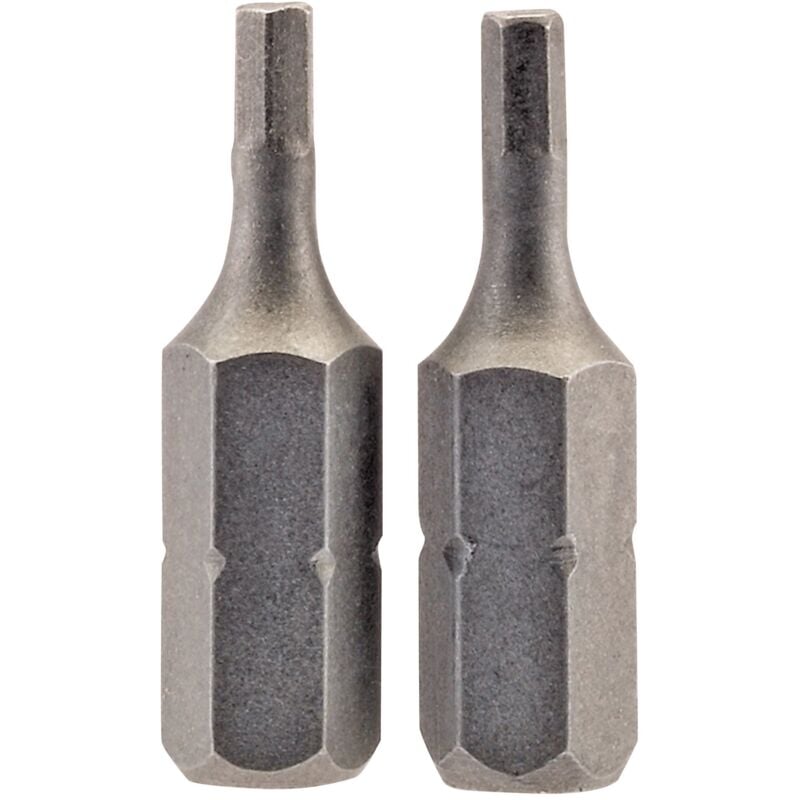 2.5mm 1/4 Hex. Hexagonal Insert Bit 25mm Long x 2 (63961) - Draper