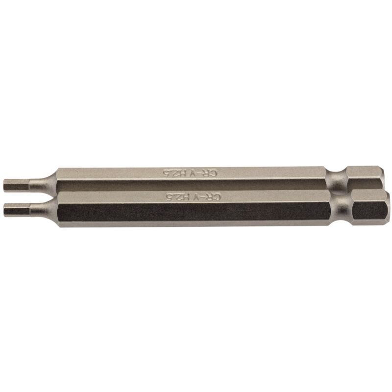 2.5mm 1/4 Hex. Hexagonal Insert Bit 75mm Long x 2 (64319) - Draper