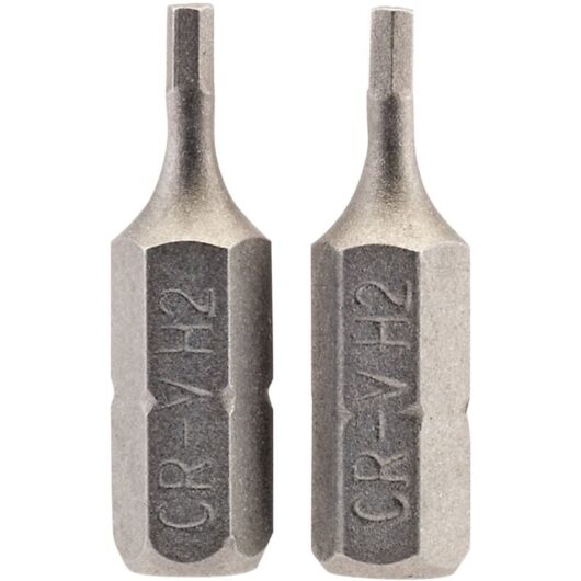 2mm 1/4 Hex. Hexagonal Insert Bit 25mm Long x 2 (63945) - Draper