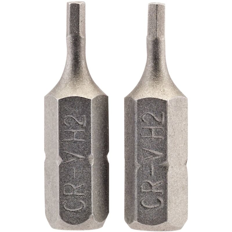 2mm 1/4 Hex. Hexagonal Insert Bit 25mm Long x 2 (63945) - Draper
