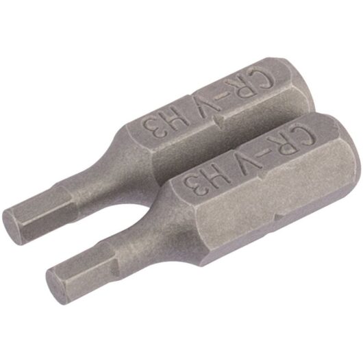 3mm 1/4 Hex. Hexagonal Insert Bit 25mm Long x 2 (63962) - Draper