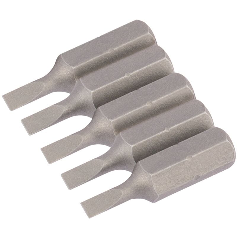 3mm 1/4 Hex. Plain Slot Insert Bit 25mm Long x 5 (63999) - Draper