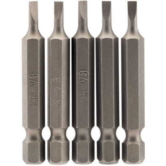 3mm 1/4 Hex. Plain Slot Insert Bit 50mm Long x 5 (64267) - Draper