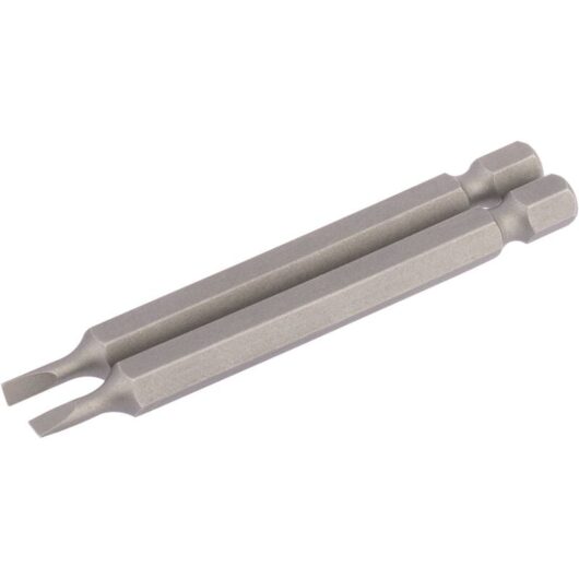 3mm 1/4 Hex. Plain Slot Insert Bit 75mm Long x 2 (64292) - Draper