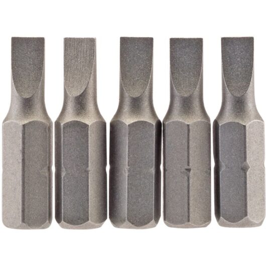 4.5 mm 1/4 Hex. Plain Slot Insert Bit 25mm Long x 5 (64008) - Draper