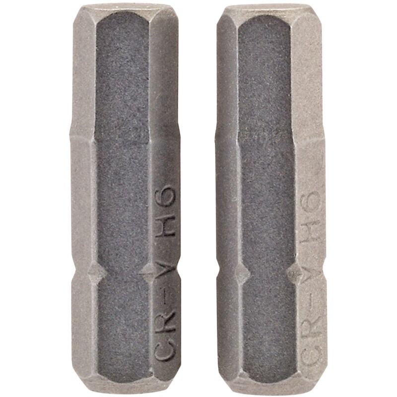 6mm 1/4 Hex. Hexagonal Insert Bit 25mm Long x 2 (63998) - Draper