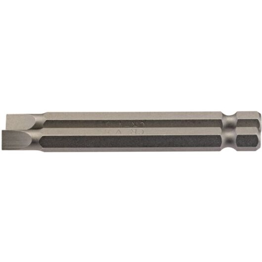 6mm 1/4 Hex. Plain Slot Insert Bit 75mm Long x 2 (64308) - Draper