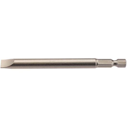 8mm 1/4 Hex. Plain Slot Insert Bit 100mm Long x 1 (64358) - Draper