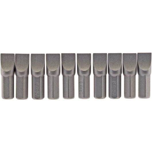 8mm 1/4 Hex. Plain Slot Insert Bit 25mm Long x 10 (64046) - Draper