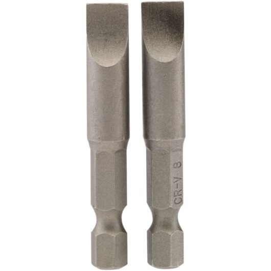 8mm 1/4 Hex. Plain Slot Insert Bit 50mm Long x 2 (64226) - Draper