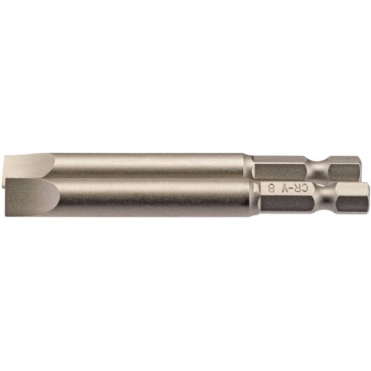 8mm 1/4 Hex. Plain Slot Insert Bit 75mm Long x 2 (64310) - Draper