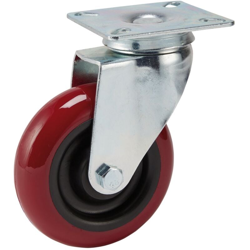 Draper - 100mm Dia. Swivel Plate Fixing Polyurethane Wheel - s.w.l. 125Kg (65518)