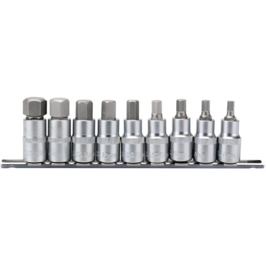 Draper - 1/2' Sq. Dr. 55mm Long Metric Hexagonal Socket Bit Set (9 Piece) (16307)