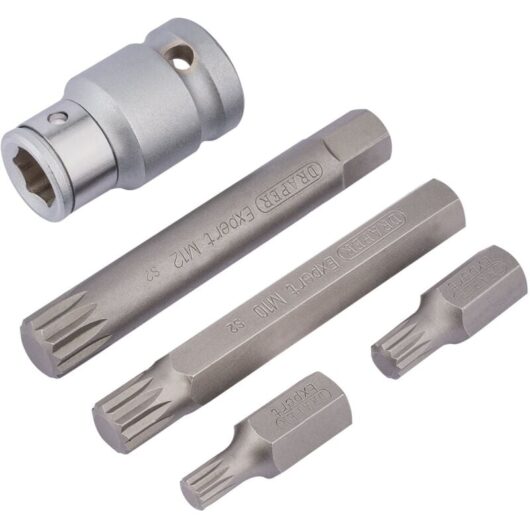 Draper 1/2' Square Drive Spline Bit Set (5 Piece) (83567)