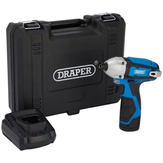 Draper 12V Impact Driver Kit with 1/4" Hex, Includes 1.5Ah Battery and Fast Charger