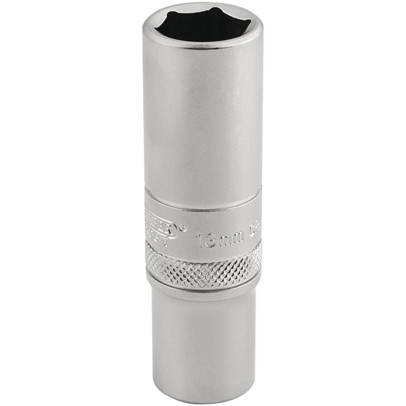 Draper 13mm 6-Point Deep Socket for 3/8" Drive - Micro Satin Chrome Finish, Metric Size, Part Number 16581