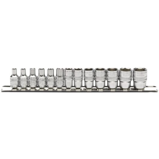 Draper - 1/4' Sq. Dr. Metric Socket Set on Metal Rail (13 Piece) (16487)