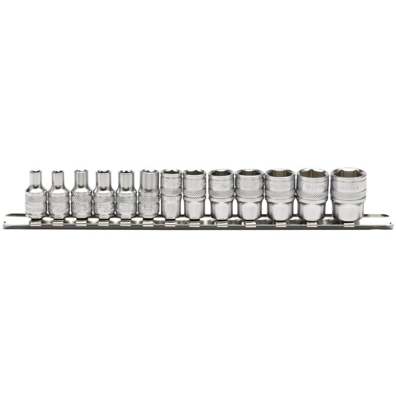 Draper - 1/4' Sq. Dr. Metric Socket Set on Metal Rail (13 Piece) (16487)