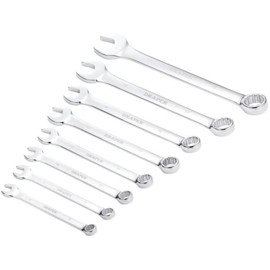 Draper 17981 HI-TORQ® 8-Piece Metric Combination Spanner Set (8-19mm) for Professional Mechanical and Automotive Use
