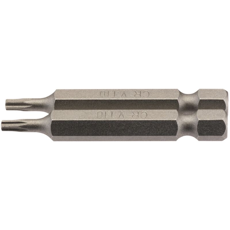Draper 2-Piece 50mm T10 Security Torx® (TX-STAR®) E-Shank Insert Bits Set - 1/4" Hex Drive