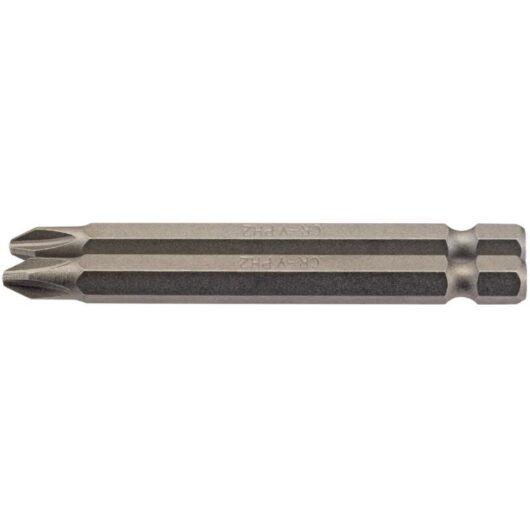 Draper 2-Piece Set of 75mm Long No.2 Cross Slot (Phillips) Insert Bits with 1/4" Hex Shank