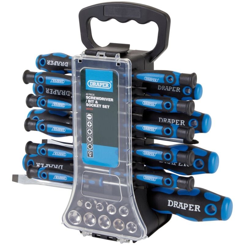 Draper 20721 49-Piece Screwdriver, Socket, and Bit Set for Versatile DIY and Professional Use