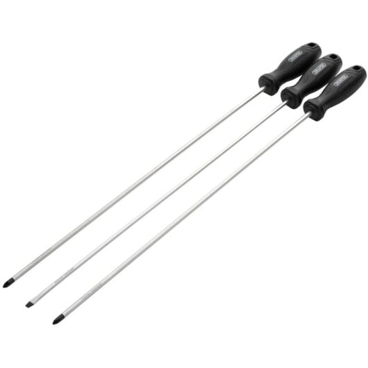 Draper 3-Piece Long Reach Hard Grip Screwdriver Set - Durable and Versatile Hand Tools for Precision Work