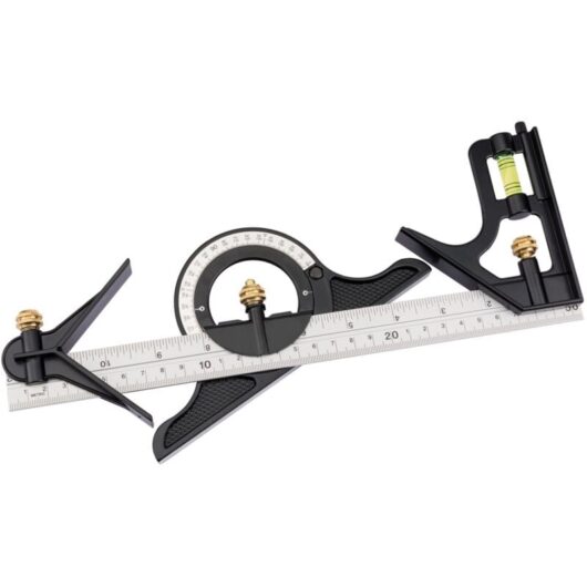 Draper 300mm Combination Square Set with Centre Head, Protractor, and Metric/Imperial Measurements (Model 34704)