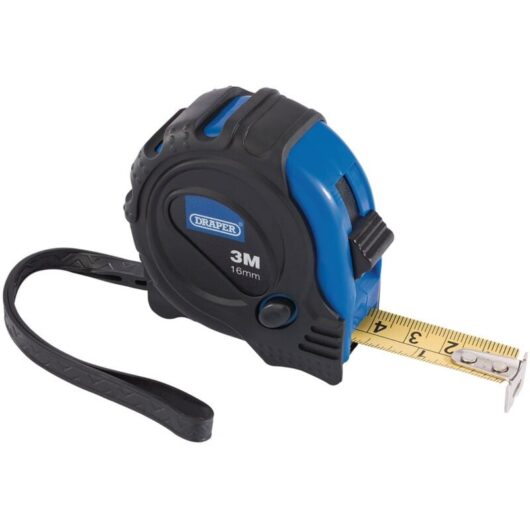 Draper 3M (10ft) x 16mm Measuring Tape with Durable Steel Blade and Easy-Read Metric and Imperial Markings (Model 75298)