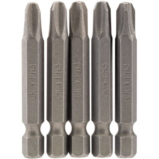 Draper 5-Piece 50mm No.3 Cross Slot (Phillips) Insert Bit Set with 1/4" Hex Shank