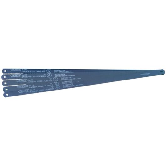Draper 74118 Set of 5 Assorted 300mm Flexible Carbon Steel Hacksaw Blades