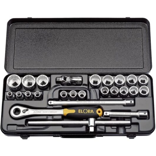 Draper 770-OKLMU 25-Piece 1/2-Inch Square Drive Elora Metric Socket Set for Automotive and Mechanical Use