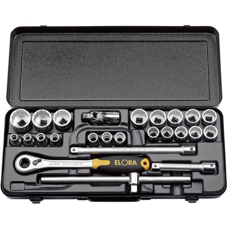 Draper 770-OKLMU 25-Piece 1/2-Inch Square Drive Elora Metric Socket Set for Automotive and Mechanical Use