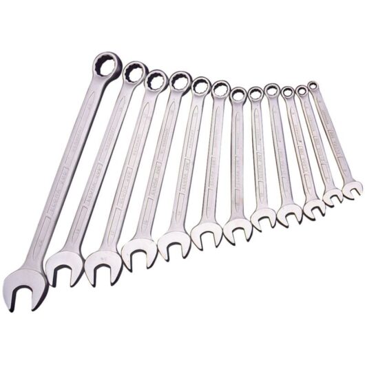 Draper 8-22mm Long Metric Combination Spanner Set (12-Piece) with Durable Chrome Finish