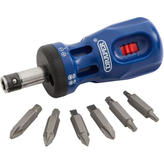 Draper - Chubby Ratcheting Screwdriver and Bit Set (7 Piece) (75065)