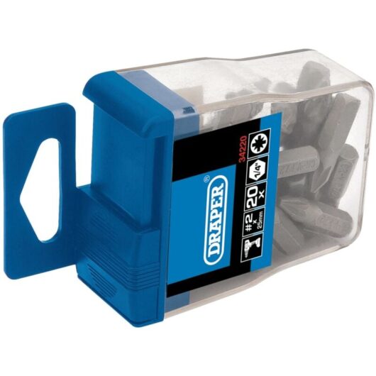 Draper - No.2 pz type 1/4' Insert Bits in Plastic Storage Case (20 piece) (34220)