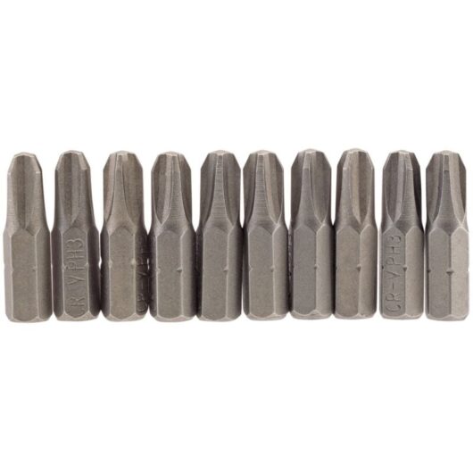 Draper No.3 1/4 Hex. Cross Slot Insert Bit 25mm Long x 10 (64087)