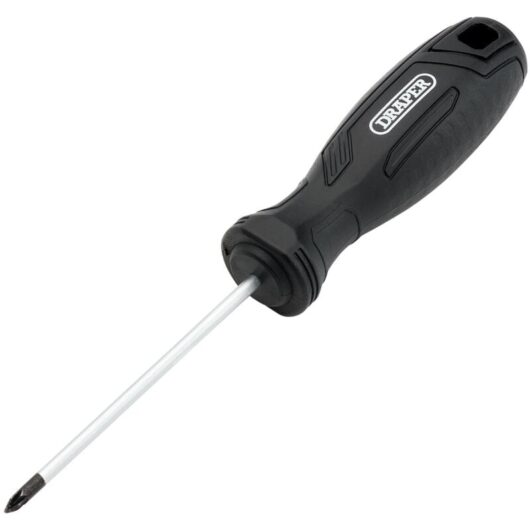 Draper PZ0X75MM Pozidriv Screwdriver with Hard Grip Handle - Precision Phillips Screwdriver for Durable and Comfortable Use
