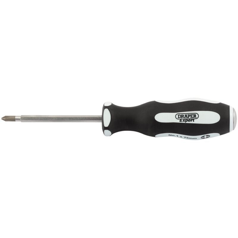 Draper - Pound Thru' Cross Slot No:1 x 75mm Soft Grip Screwdriver (35210)