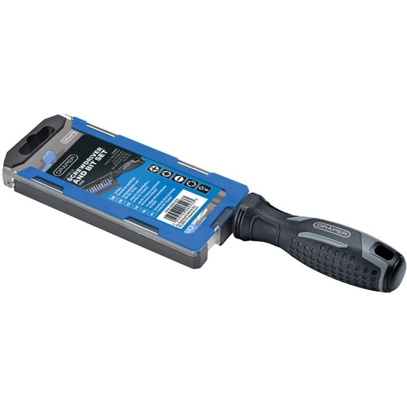 Draper SET 8 - 14-Piece Soft Grip Magnetic Screwdriver and Bit Driver Set with 1/4" x 100mm Bits